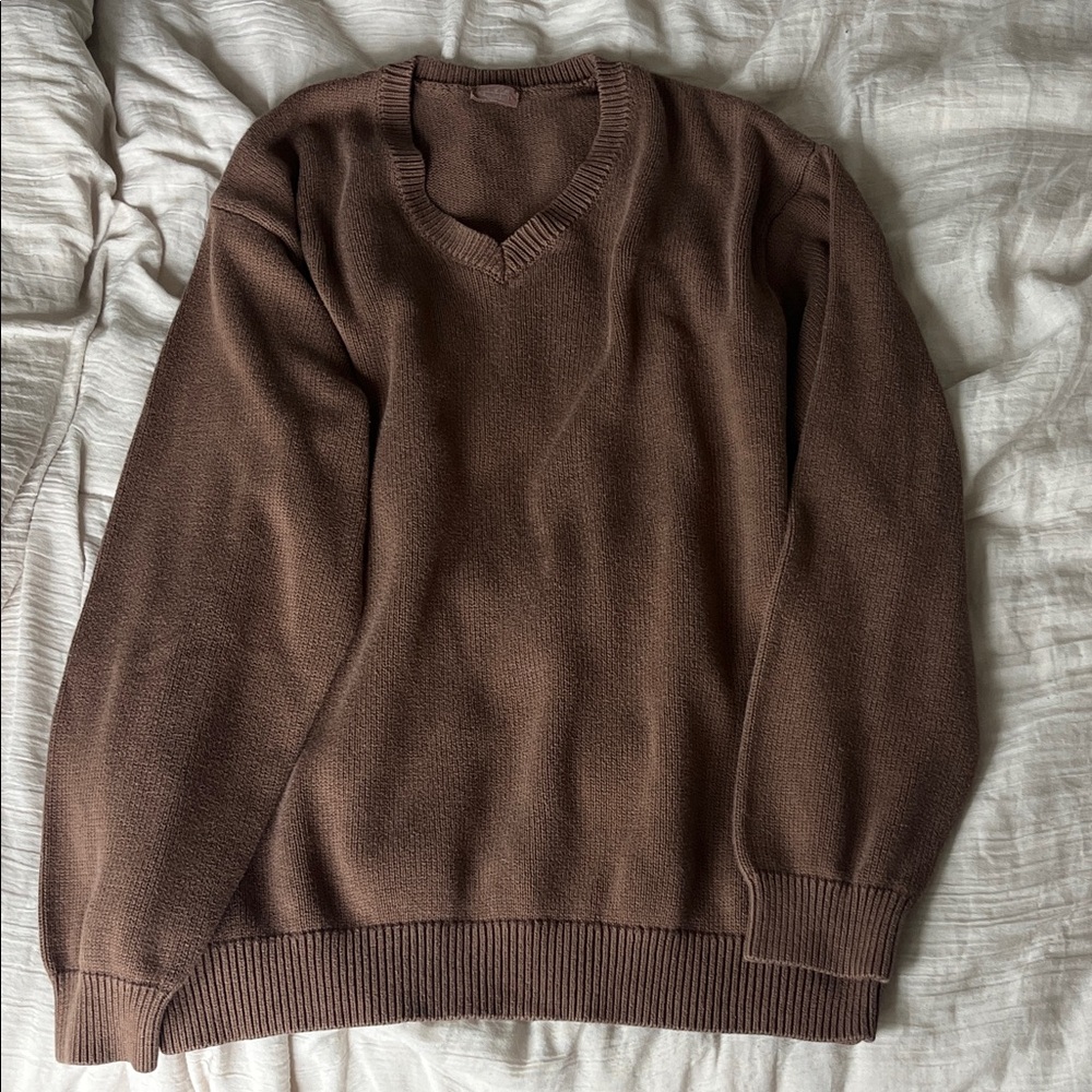 Brandy Melville Brown V-Neck Sweater